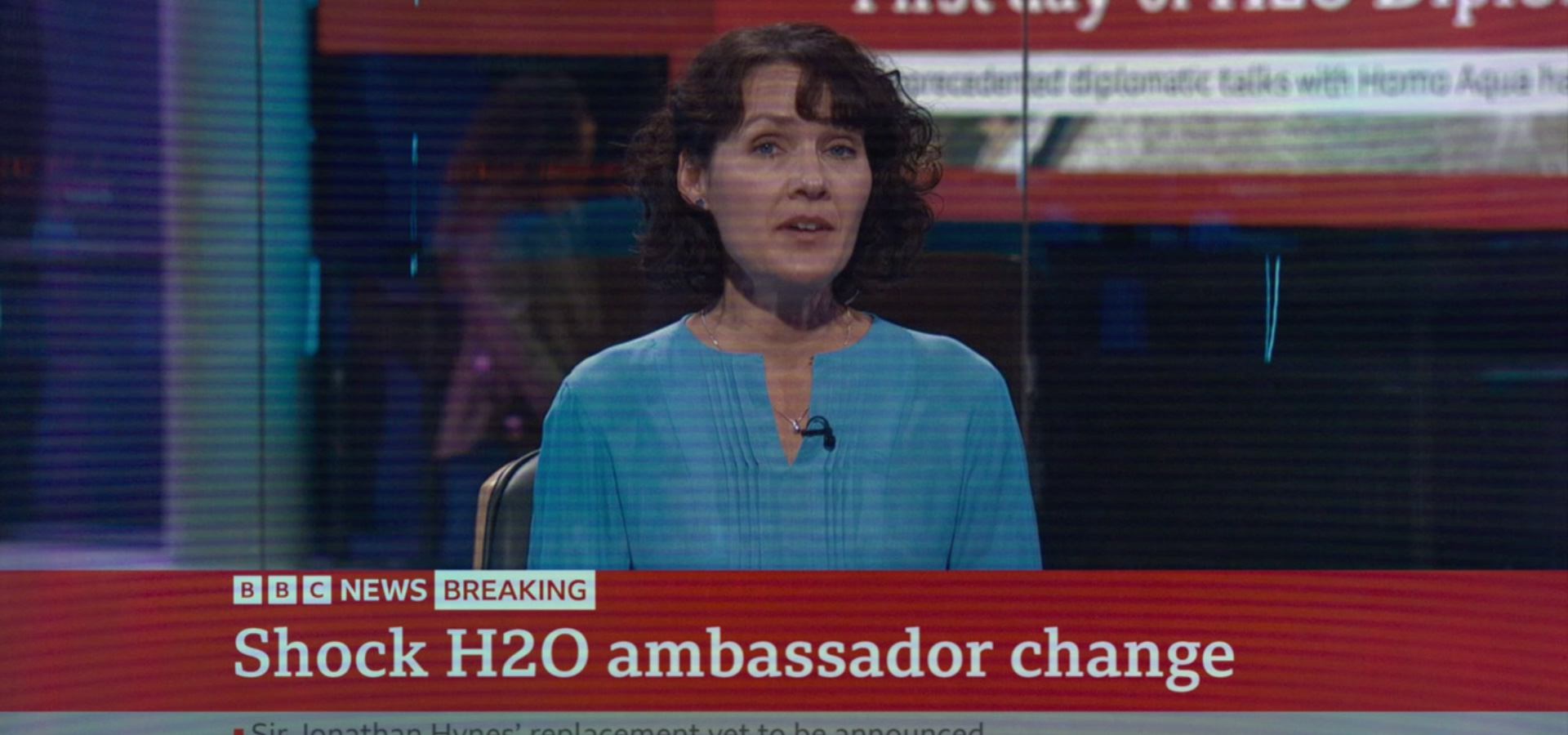 BBC Newsreader played by Jennifer Jones in Doctor Who: Plastic Apocalypse