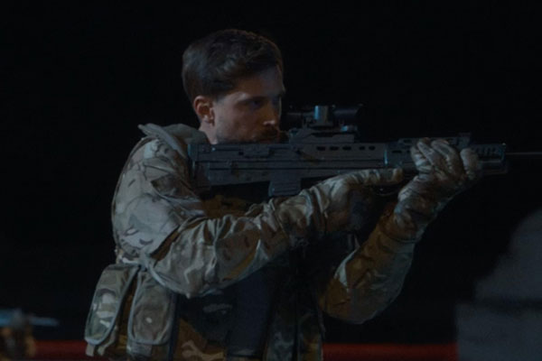 Sergeant Abrams played by Samuel Edwards in Doctor Who: The Witch of the Waterfall